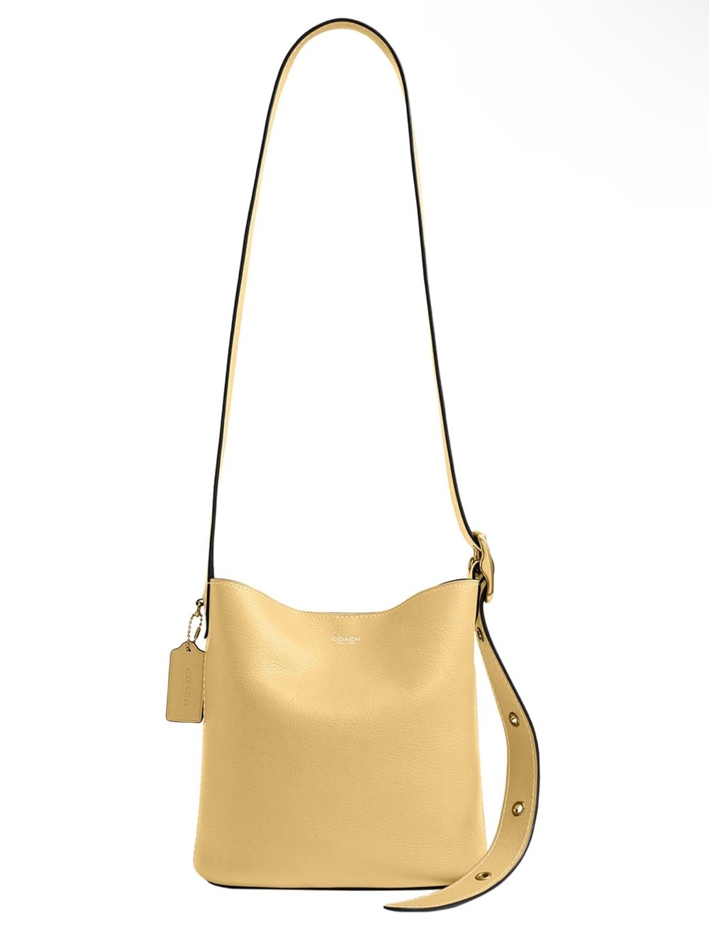 Coach Bleecker Bucket Bag Pebbled Leather Shoulder Bag in Vanilla Yellow - New